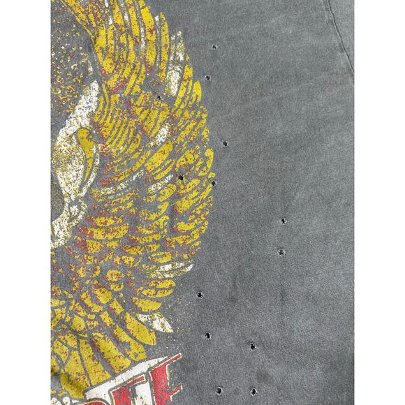 Born Free Distressed Eagle Graphic Cropped Tee Gray oversized - Picture 5 of 6